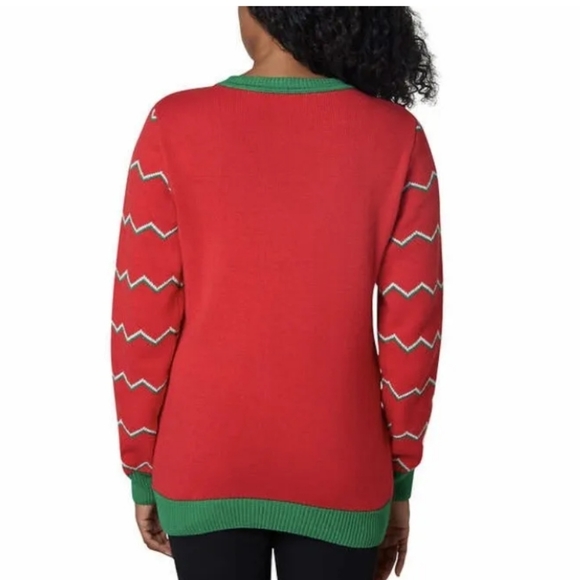 'to be jolly' Red long sleeve Christmas Holiday sweater movable sequins Med. EUC - Picture 4 of 9